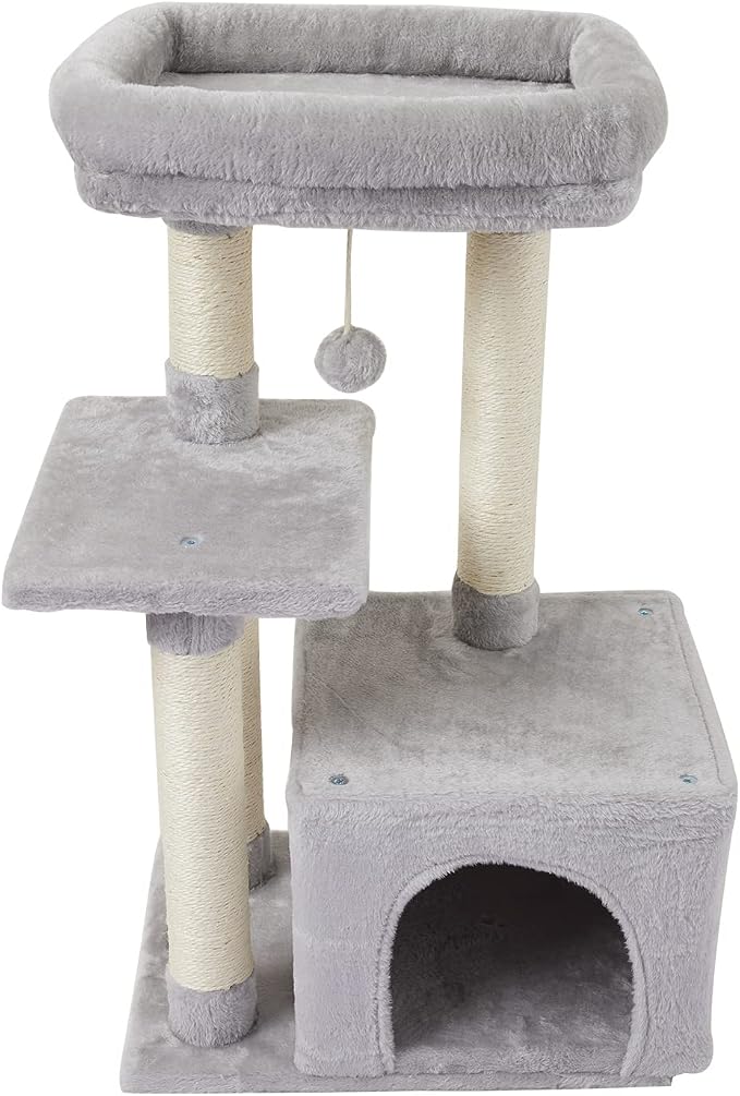 Cute Cat Tree Kitten Cat Tower Condo Cat Furniture Sisal Scratching Posts G | FISH&NAP For Indoor Jump Platform Activity Center Play House Gray