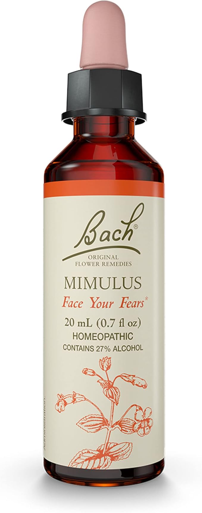 Bach Original Flower Remedies, Mimulus - Face Your Fears - Natural Homeopathic Flower Essence for Emotional Balance - Vegan, Gluten Free, Sugar Free - 20mL Dropper