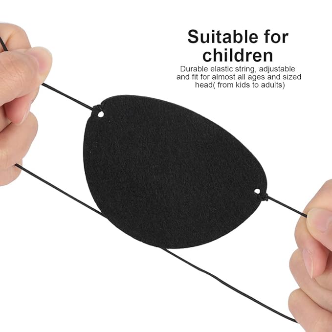YGDZ Eye Patch, 12pcs Soft Felt Eye Patches for Adults Kids, Adjustable Single Eye Mask for Lazy Eye, Black