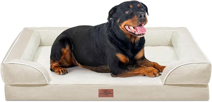 Comfort Expression Waterproof Orthopedic Dog Beds for Extra Large Dog | Supportive Egg Crate Foam X-Large Pet Bed with Removable Bolster, Dog Couch with Washable Cover & Non-Slip Bottom, 48x30 Inch