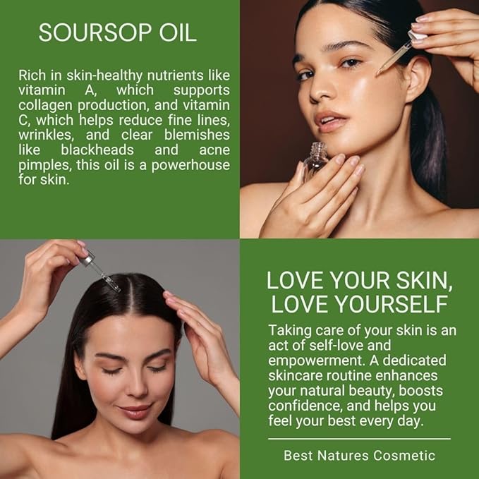 Best Nature's Cosmetics Organic Soursop Oil (Anona Muricata, Graviola, Guanabana) – Unrefined Soursop Oil, 100% Pure, Organic, Cold-Pressed – 2oz (60ml)