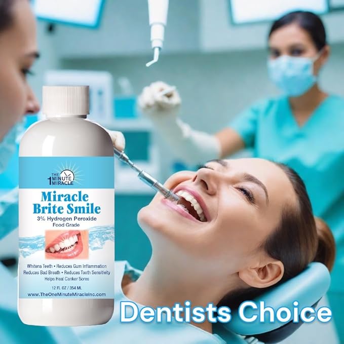 Miracle Brite Smile - 3% Hydrogen Peroxide Medical Food Grade, Peppermint, Lemon, Clove Leaf, Cinnamon and Rosemary