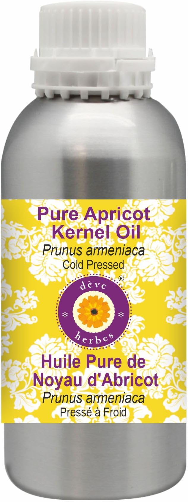 dève herbes Pure Apricot Kernel Oil (Prunus armeniaca) Cold Pressed 630ml (21 oz)