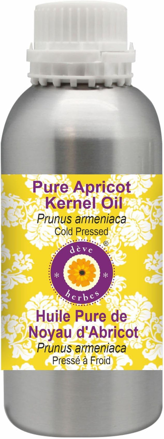 dève herbes Pure Apricot Kernel Oil (Prunus armeniaca) Cold Pressed 630ml (21 oz)