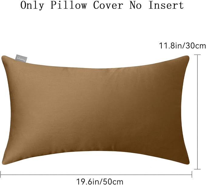 Thmyo 4-Pack 100% Cotton Lumbar Comfortable Solid Decorative Throw Pillow Case, Rectangle Cushion Cover Pillowcase, DIY Throw Pillowcase for Sofa Bed(12x20inch/30x50cm, Light Coffee)