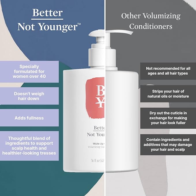 Better Not Younger Wake Up Call Volumizing Conditioner 16 fl oz with Biotin – For Women Over 40 with Thinning Hair -Volumizes, Lifts & Nourishes - Thickening, Color-Safe, Sulfate Free Conditioner.
