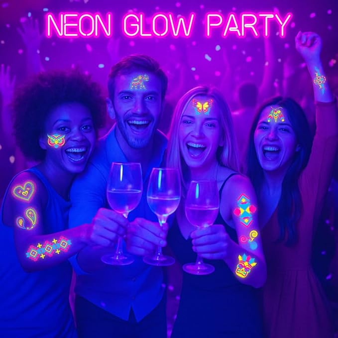 180PCS Tribal Glow in the Dark Pre-Cut Temporary Tattoos for Teens Adults | Glow Neon UV Blacklight Birthday Party Supplies, Favors, Decorations, Fake Tattoo Stickers, Rave Accessories, Gifts For