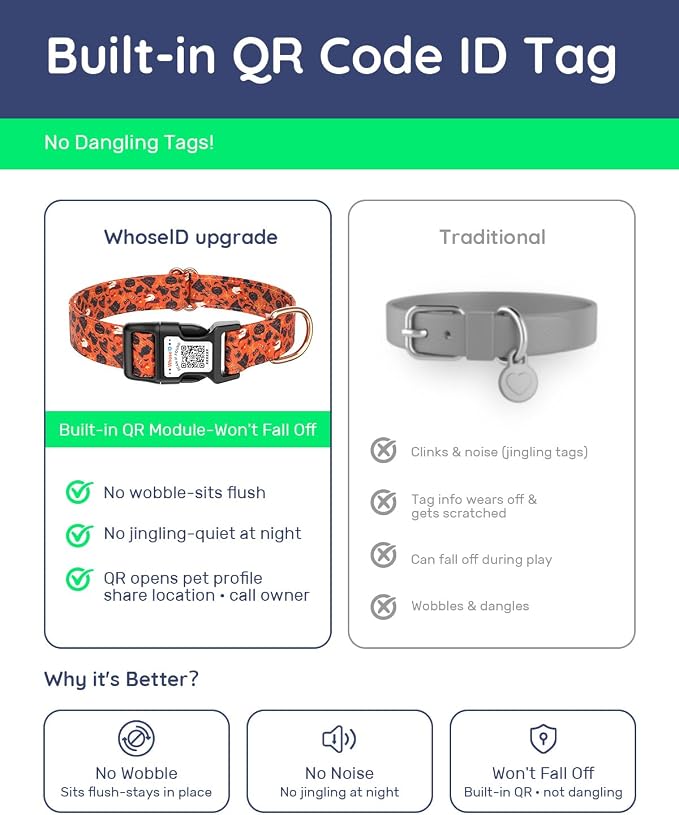 Dog Collar for Small Dogs with Smart QR Tags