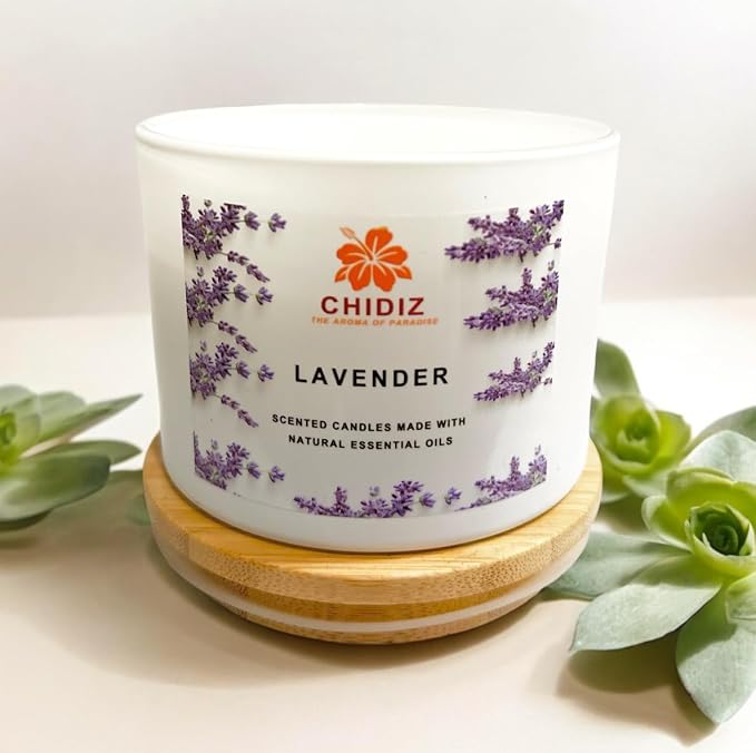 Lavender Soy Scented Candles | Large 1 Wick Jar Candle | Up to 45 Hours Burning Time | Relaxing Aromatherapy Candles | Housewarming Gift for Women and Men (Medium, Lavender)