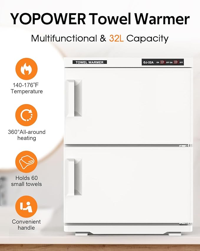 ADVWIN 32L Hot Towel Warmer Cabinet, Towel Warmer for Spa Salon, Professional Large Capacity Towel Double Cabinet for Bathroom, Esthetician