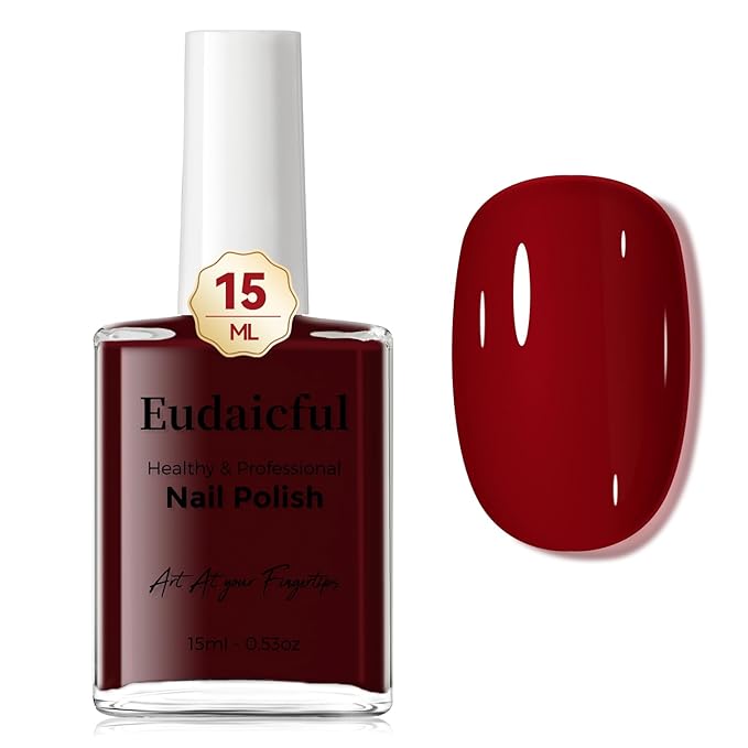 Cherry Red Nail Polish: Quick Dry Nail Polish Fingernail Polish for Women Non Gel Air Drying, Nail Lacquer for Nail Art Manicure Home DIY, 15ML