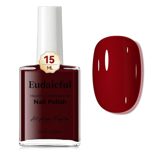 Cherry Red Nail Polish: Quick Dry Nail Polish Fingernail Polish for Women Non Gel Air Drying, Nail Lacquer for Nail Art Manicure Home DIY, 15ML