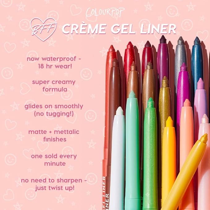 ColourPop Crème Gel Waterproof Eyeliner - 18HR Wear, Ultra-Pigmented Eyeliner Pencil with Matte & Metallic Finishes - Smudge-Proof, Vegan & Cruelty-Free - Plum Smash (0.01 oz)