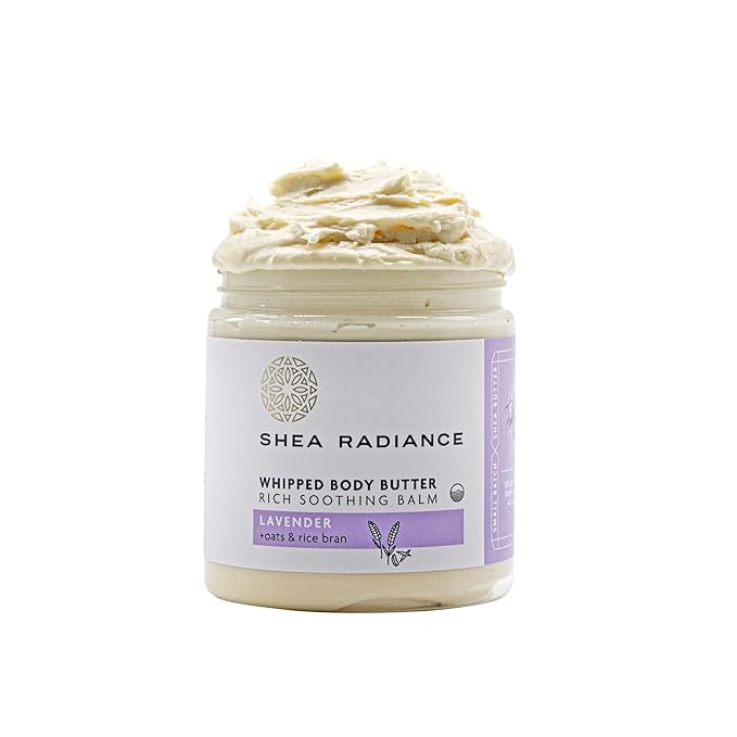 Shea Radiance P.U.R.E. Whipped Shea Butter with Colloidal Oatmeal - Whipped Body Butter Blended with Skin Soothing Oatmeal & Moisturizing Rice Bran Oil | Lavender Bliss (5 oz)