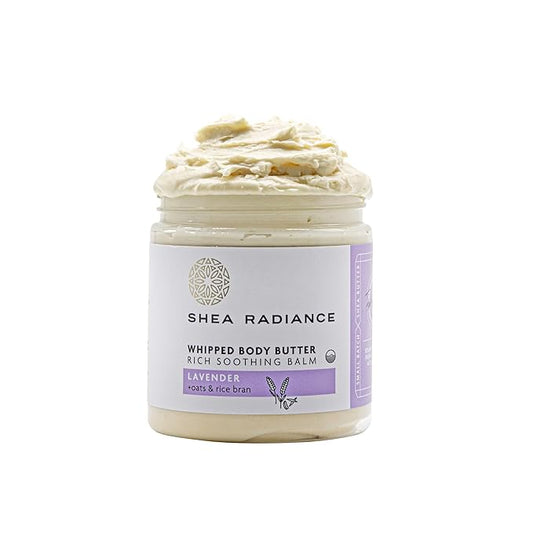 Shea Radiance P.U.R.E. Whipped Shea Butter with Colloidal Oatmeal - Whipped Body Butter Blended with Skin Soothing Oatmeal & Moisturizing Rice Bran Oil | Lavender Bliss (5 oz)