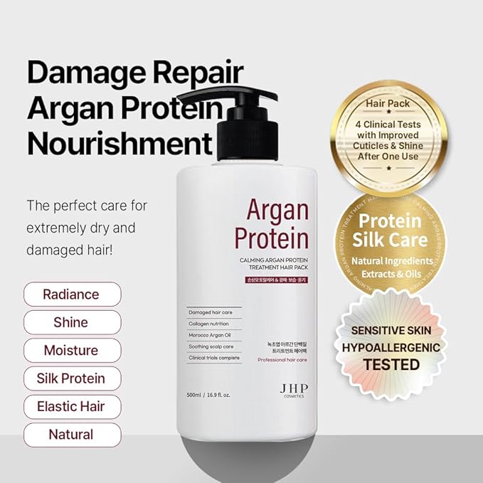 JHP(Clinical Certification) Green Leaf Argan Protein Treatment Hair Pack - Extracted, Ultra Damaged Hair Nutrition Care, Cuticle Gloss Improvement, 500ml K-Beauty