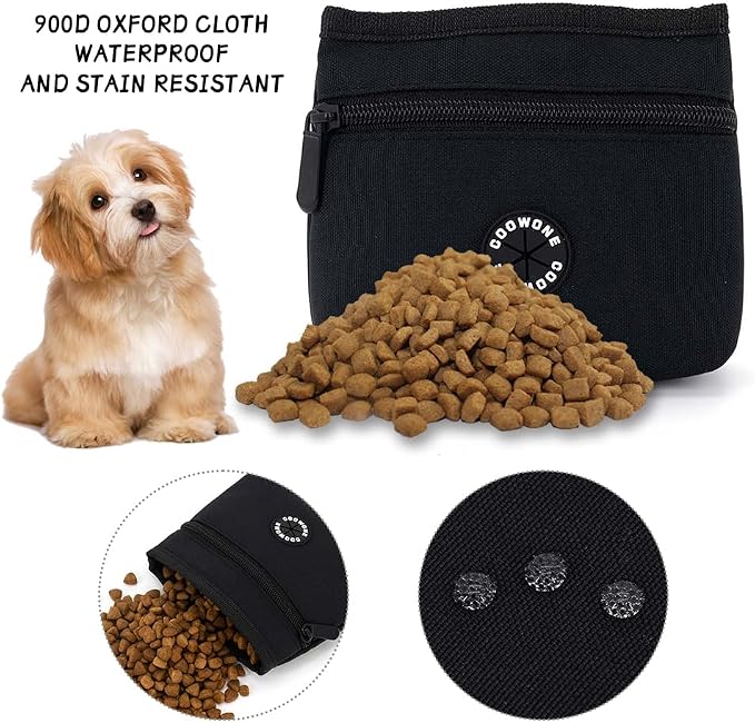 Dog Treat Pouch with Pet Training Clicker, Detachable Dog Puppy Training Treat Bag, 900D Oxford Cloth Magnetic Closure Small Dog Poop Bag Holder for Travel or Outdoor Use