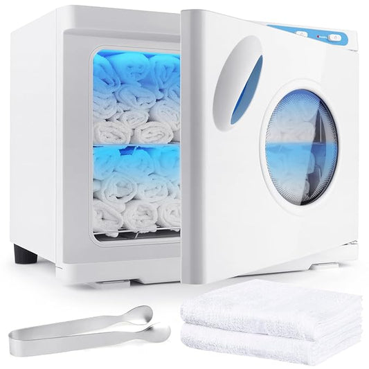 Hot Towel Warmer, Professional 23L Large Capacity Hot Towel Cabinet, 2-in-1 Spa Towel Warmers for Facials, Barber, Salon, Esthetician, Upgrade Fast Heating Aluminum Interior, White w/Window