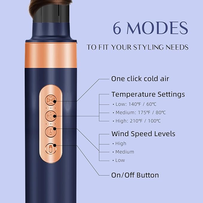 DORISILK 8 in 1 Hair Styler, 110000 RPM High-Speed Hair Dryer Brush Blow Dryer and Auto Wrap Curlers, Negative Ions Hot Brush Styler Smooth for Fast Drying Volumizing Straightening Curling, Deep Blue