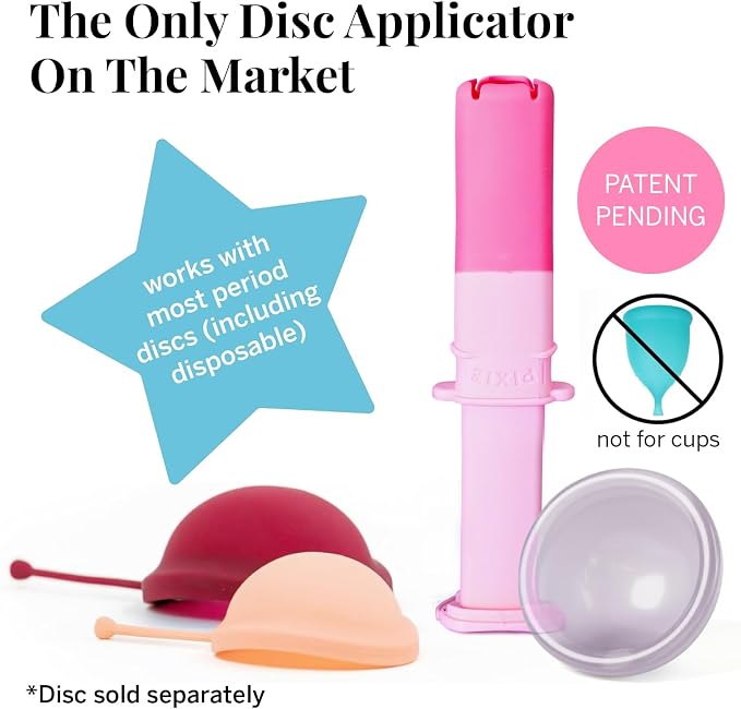 Pixie Menstrual Disc Applicator for Feminine Care - Inserts Like A Tampon - Every Woman Can Now Use Period Discs - Perfect for Long Nails - Self Sanitizer TPE Properties (Disc Applicator)