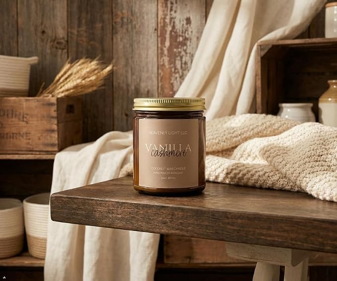 Vanilla Cashmere 100% Non-Toxic 9 oz Scented Soy Wax Candles