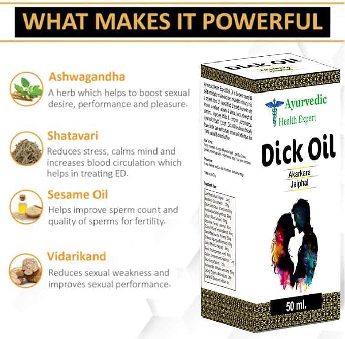 Dick Ayurvedic Sexual Oil – Herbal Aphrodisiac for Energy, Passion & Vitality – Natural Libido Enhancer Sex-Sexual Massage (Oil 50 Ml Pack of 1) 1.6oz