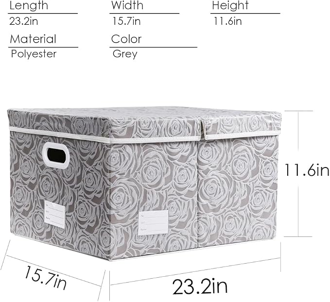 Jumbo Collapsible Storage Boxes with Lids Fabric Decorative Storage Bins Cubes Organizer Baskets with Cover Handles Divider for Bedroom Closet Living Room 23.2x15.7x11.8 Inch 3 Pack