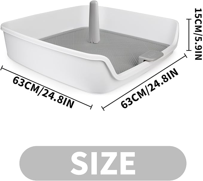 ALL FOR PAWS Dog Pee Pad Holder with Removable Post, 23.6" Indoor Dog Potty Training Tray, Puppy Toilet Litter Box for Small to Medium Sized Dogs
