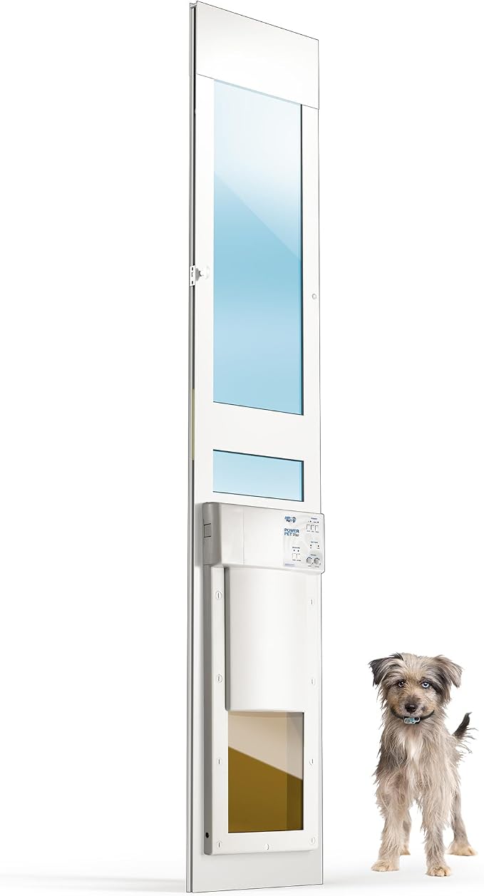 Power Pet Smart Automatic Electronic Pet Door by High Tech Pet (Patio Regular - 75" - 80 1/4", Medium, WiFi Enabled - App Control)