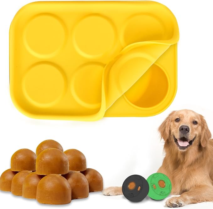 BABORUI 6 Cavities Dog Treat Molds with Lid for Woof Pupsicle XLarge 75lbs Up, Dishwasher Safe, Reusable Frozen Dog Treat Molds Silicone for Making Mix Refills Pops Ice Popsicle Treats (XL & Lid)