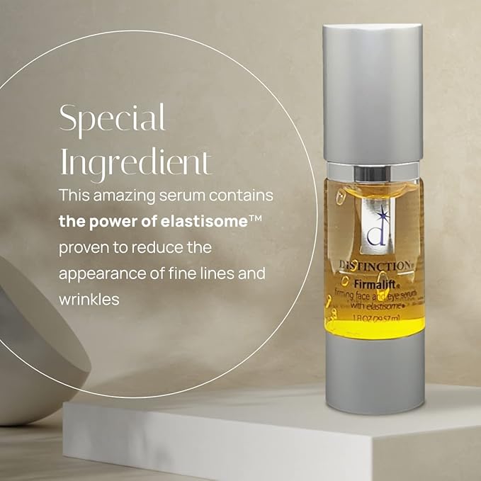 Distinction Firmalift Face & Eye Serum with Collagen & Elastisome – Anti Aging Hydrating Serum – Helps Smooth Fine Lines, Firm & Refresh Skin – Lightweight Daily Formula - 1 Fl Oz