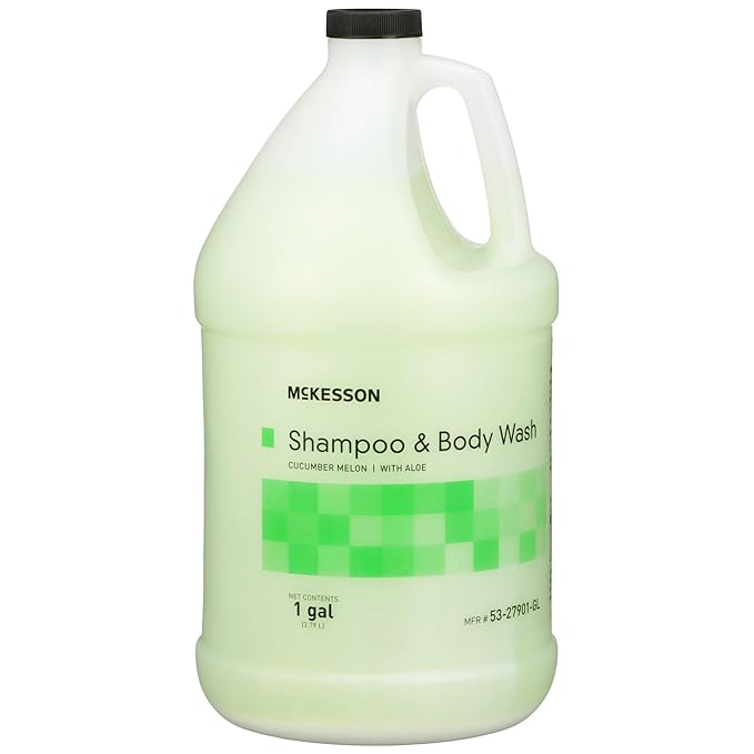 McKesson Body Wash and Shampoo - 1  Gallon Bulk Refill Full Body Wash with Aloe, Cucumber Melon Scent - Sensitive Skin & Hair 2‑in‑1