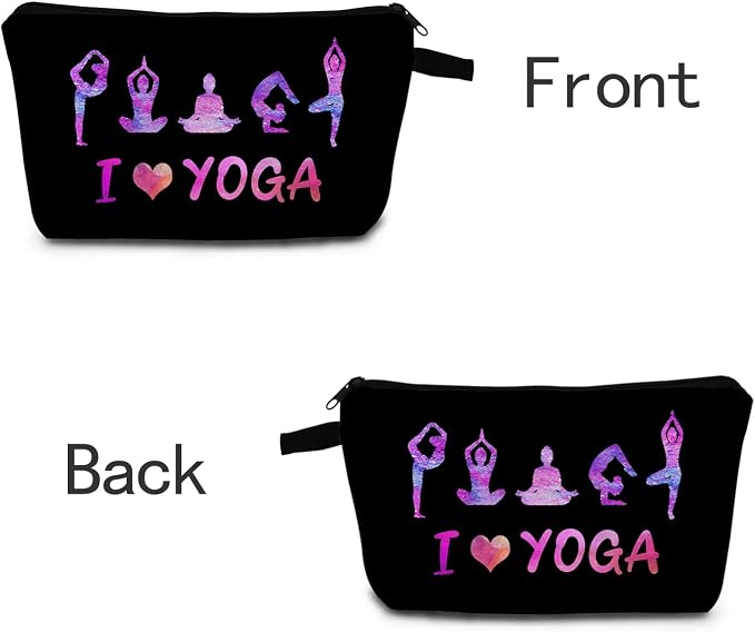 I Love Yoga Makeup Cosmetic Bag Pouch Yoga Gift Yoga Lovers Gift Yoga Instructor Makeup Bag Cartoon Cosmetic Pouch Yoga Accessories Zen Makeup Bag Yoga for Beginners Travel Toiletry Bag