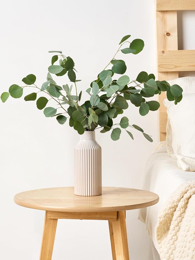 STHIE 8 Inches Ceramic Flower Vase, White Vases for Centerpieces | Flambé Reactive Glaze,Minimalist Modern Home Decor, Pampas Grass Vase for Table, Fireplace, Shelf, Mantel, Entryway
