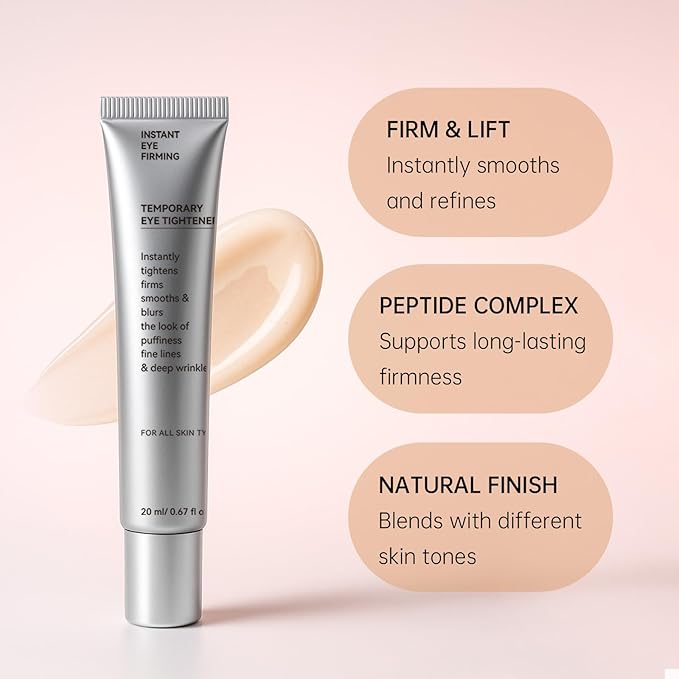Instant Eye Tightening Cream with Brush, Firming & Lifting for Under Eye Bags, Rapid Fine Lines, Puffiness, Dark Circles, Anti Aging, Refreshing Formula for All Skin Types, 0.67oz