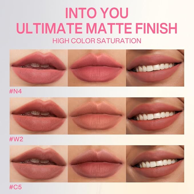 INTO YOU Velvet Matte Finish Lip Stain, Super Stay Lip Stain Long Lasting Waterproof, Lip Tint, Lip Mud Soft Lightweight, Smooth Lip Clay Mousse, Dual-Use For Lips And Cheek, Red Lipstick, W2