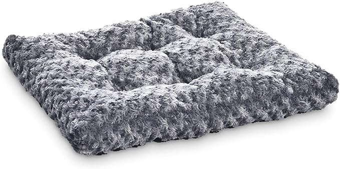 Amazon Basics Washable Cat and Dog Bed, Crate Pad for Indoor Use, 35 x 23 x 3 inches, Gray