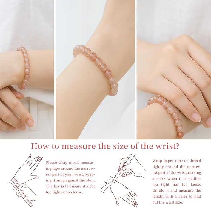 8mm Natural Gemstone Beaded Bracelet for Women, Dainty Round Crystal Stretch Bracelets, Spiritual Healing & Calming Stone Jewelry Gift