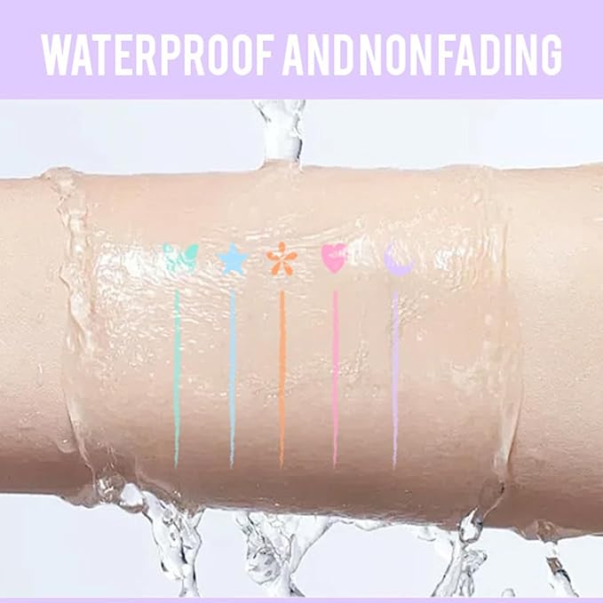 COOL STORY 5 pcs Liquid Stamp Eyeliner - Waterproof Colored Felt Tip Eyeliners, Face Stamp Double Head Glossy Eye Liner with Star, Heart, Moon, Butterfly Stamps - Mixed Color Slim Wingliner