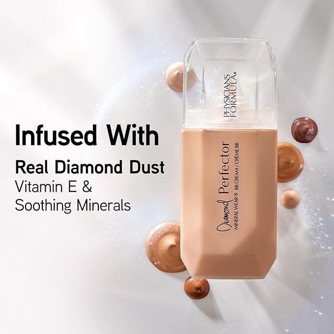 Physicians Formula Mineral Wear®Diamond Perfector BB Cream, 10 in 1 Skin Perfecting Beauty Balm, Lightweight & Luminous Finish - Light to Medium