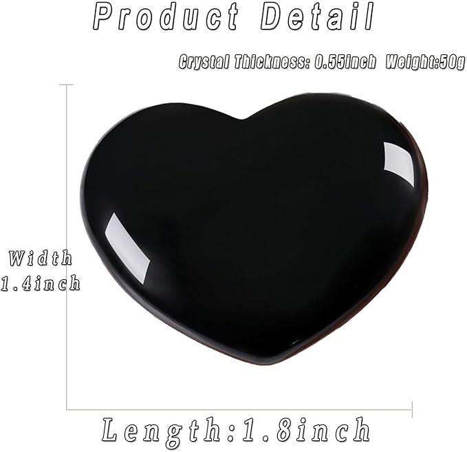 MAIBAOTA 45 mm Black Obsidian Stone Large Heart Stone Healing Crystals Gifts for Women Natural Reiki Gemstone Polished Heart Shaped Rocks Meditation