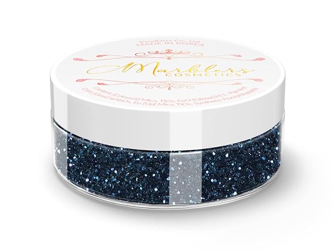 MARBLERS Twinkle Face & Body Glitter [Navy] 0.18oz (5g) | Fine | Non-Toxic | Vegan | Cruelty-Free | Festival, Rave & Party Makeup | Eye, Hair, Nail Polish, Eyeshadow | Nail Art | Gel Nail