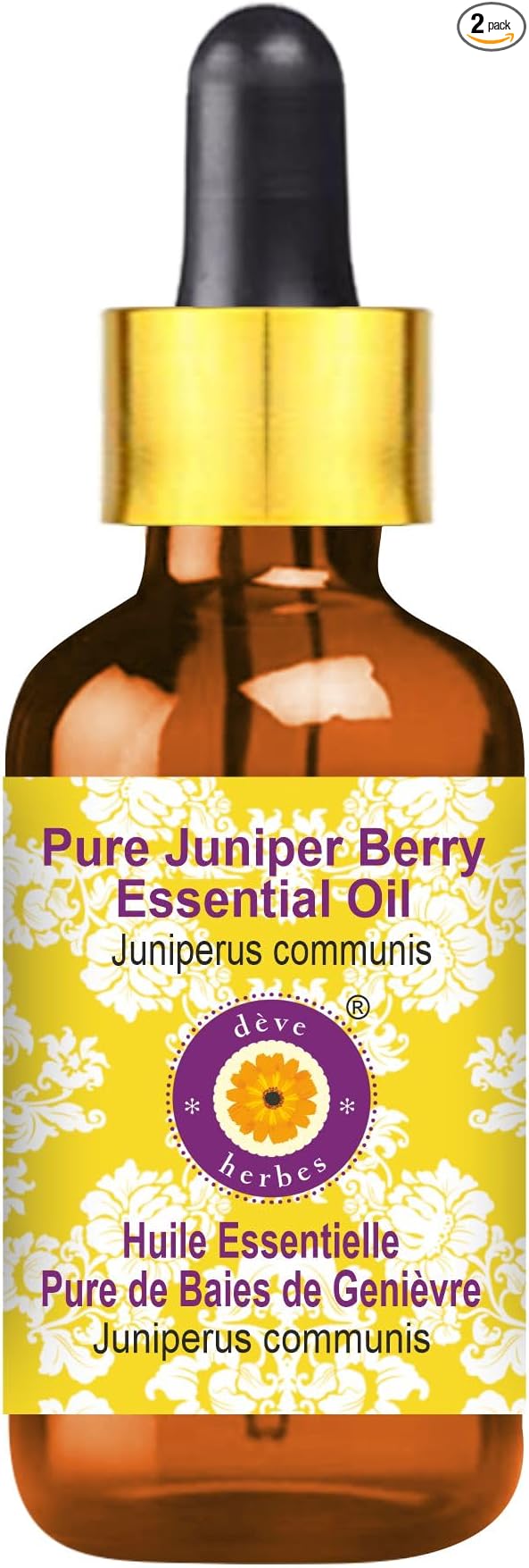 dève herbes Pure Juniper Berry Essential Oil (Juniperus communis) with Glass Dropper Steam Distilled 100ml (3.38 oz)
