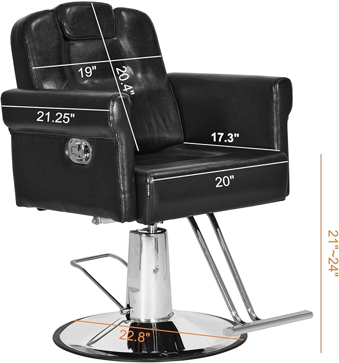 Barber Chair Recliner Salon Chair Hair Spa Chair with Hydraulic Pump, Removable Headrest, Adjustable Height 360 Degrees Swivel for Hair Salon Equipment