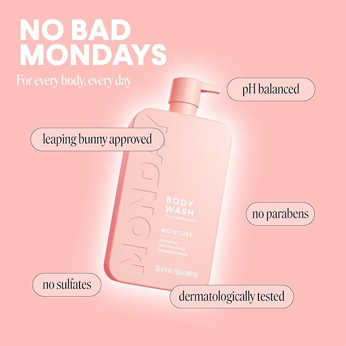MONDAY HAIRCARE MOISTURE Body Wash in Fresh Gardenia with Hyaluronic Acid & Shea Butter for All Skin Types, 900 mL