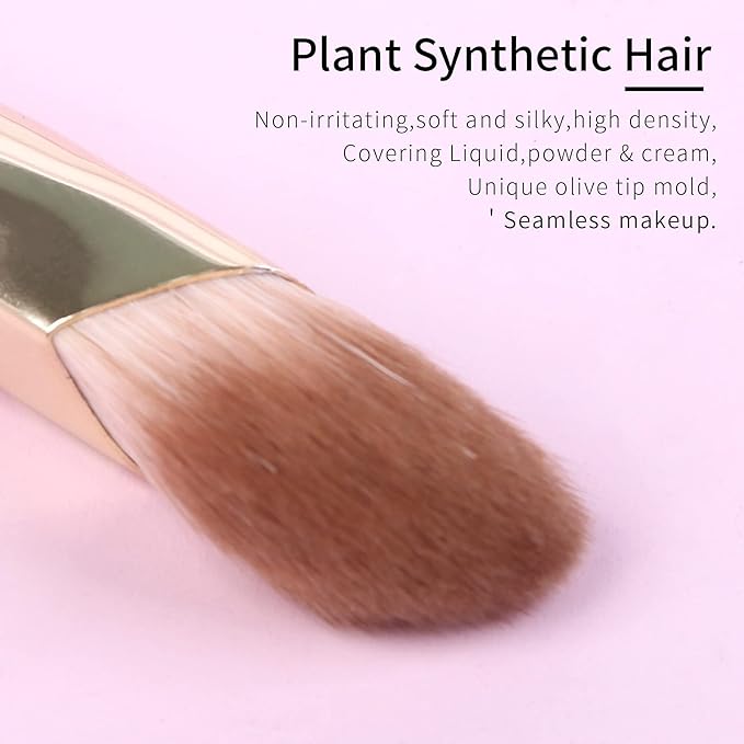 Angled Concealer Brush Under Eye, Concealer Brush, Nose Contour Brush, Small Concealer Brushes, Under Eye Makeup Brushes, Under Eye Brush, Concealer Makeup Brushes. Pink and Gold 11M