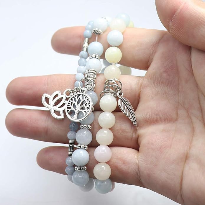 UEUC Tree of Life Yoga Healing Stone Bracelets,Multilayer Lotus Chakra Stone Reiki Bracelet Sets,Anxiety Crystal Natural Stone,for Women Stress Relief