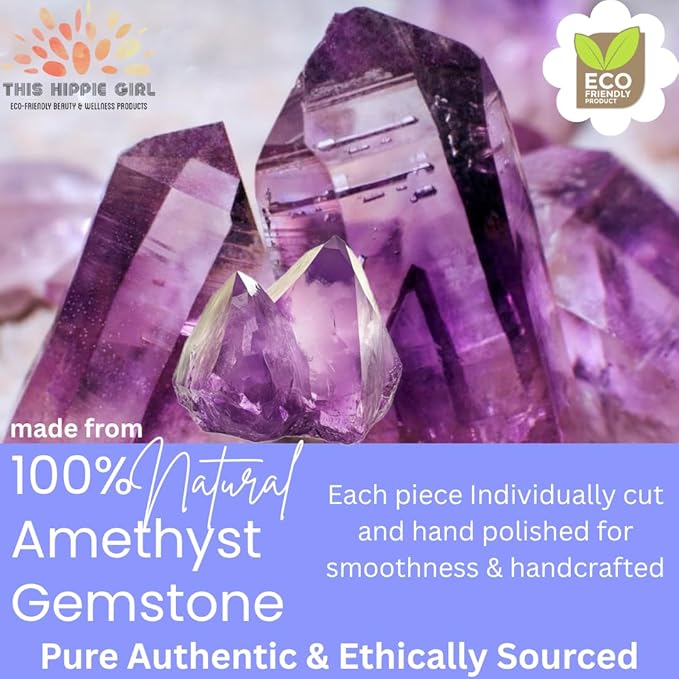 This Hippie Girl Amethyst Eye Mask – Natural Crystal Facial Mask for Puffiness, Dark Circles & Tension Relief. Cooling Spa Stone for Relaxation, Skincare & Beauty Routine
