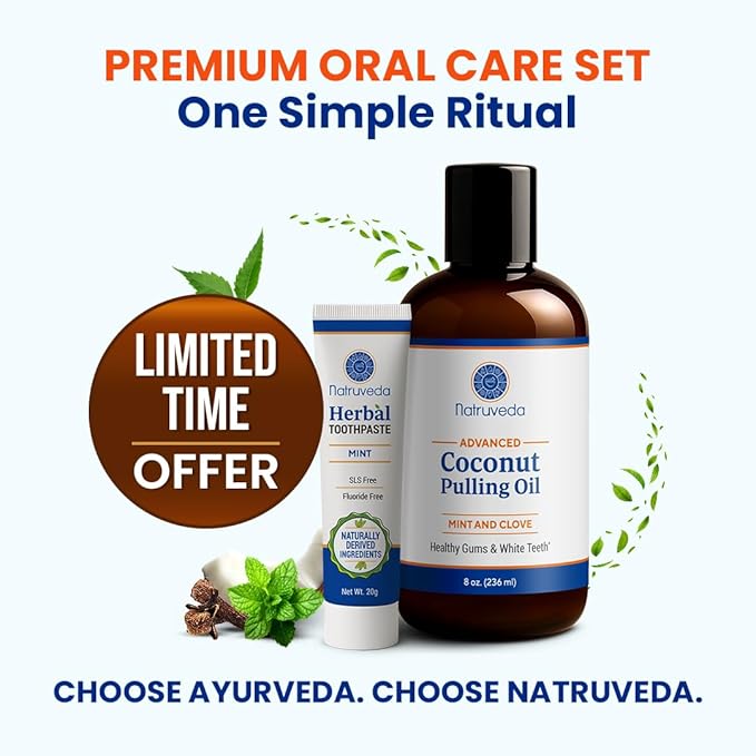 Natruveda Coconut Oil Pulling Mouthwash – 3 Pack, 8 oz Each, Cocomint Flavor, Organic Ayurvedic Oral Rinse, Natural Mouthwash for Teeth and Gums, Coconut Pulling Oil for Daily Oil Pulling