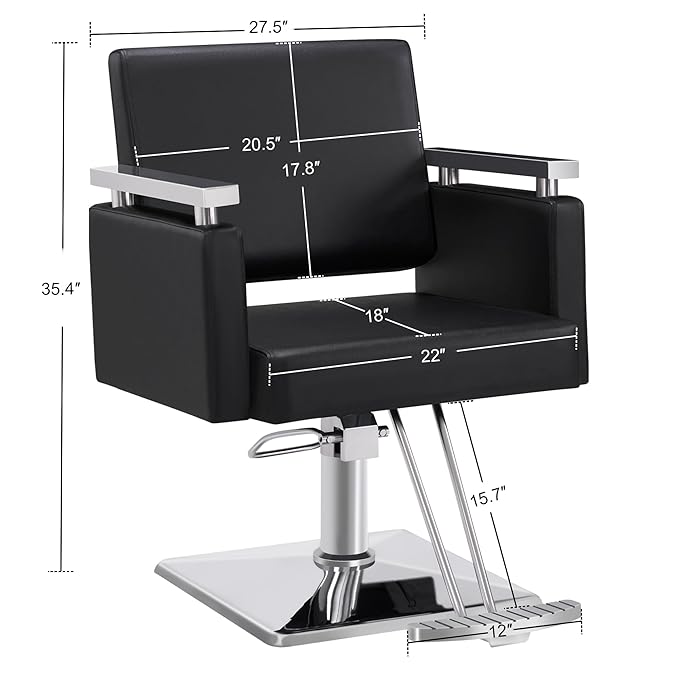 BarberPub Classic Hydraulic Barber Chair Styling Salon Chair for Hair Stylist Beauty Spa Equipment 8808 (Black)